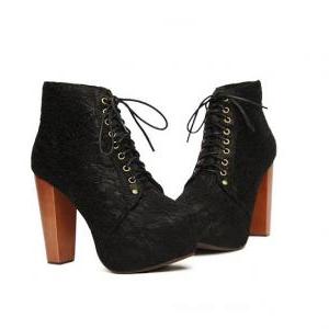 lace platform booties